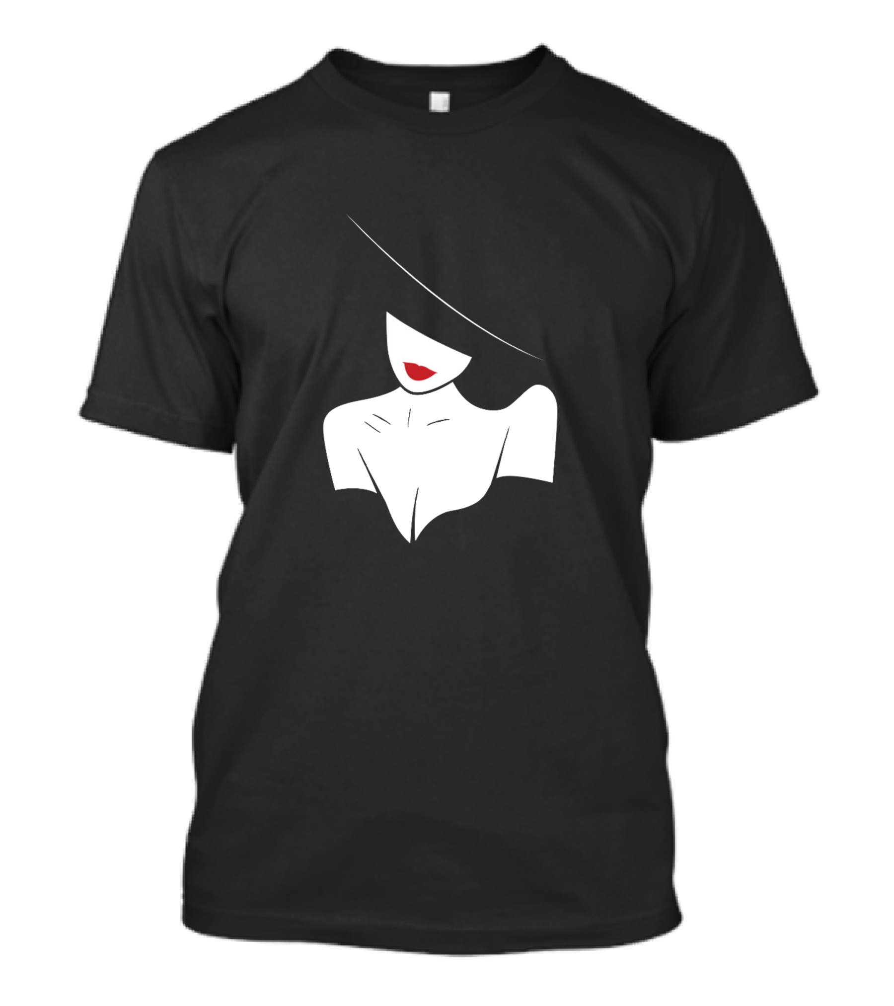 Bw Girl - Abstract Glam Hat And Red Lips T-Shirt