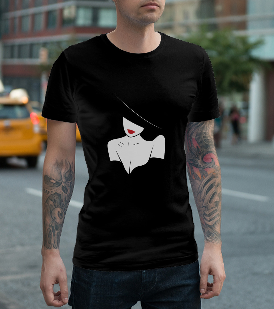 Bw Girl - Abstract Glam Hat And Red Lips T-Shirt
