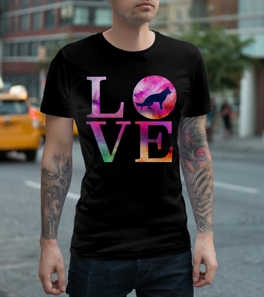 Love German Shepherd Dog Colorful Pink T-Shirt