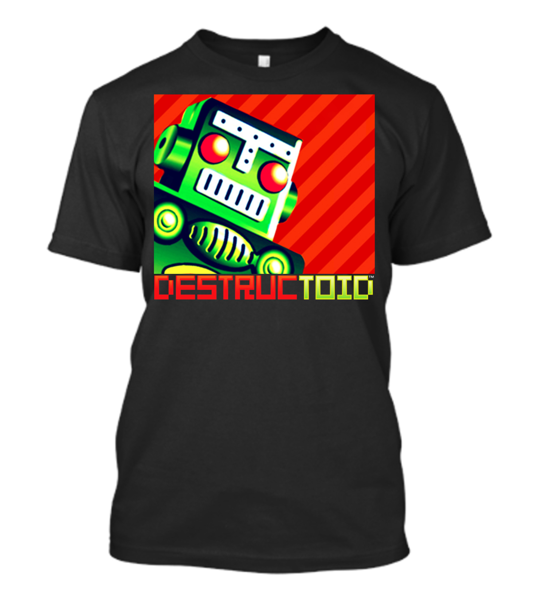 Destructoid Retro Robot Icon In Bold Colors T-Shirt