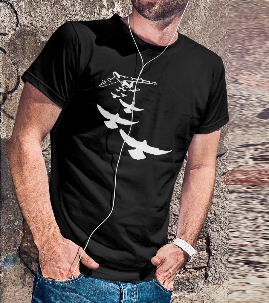 Bomber Plane Transforming Into Doves Flight T-Shirt