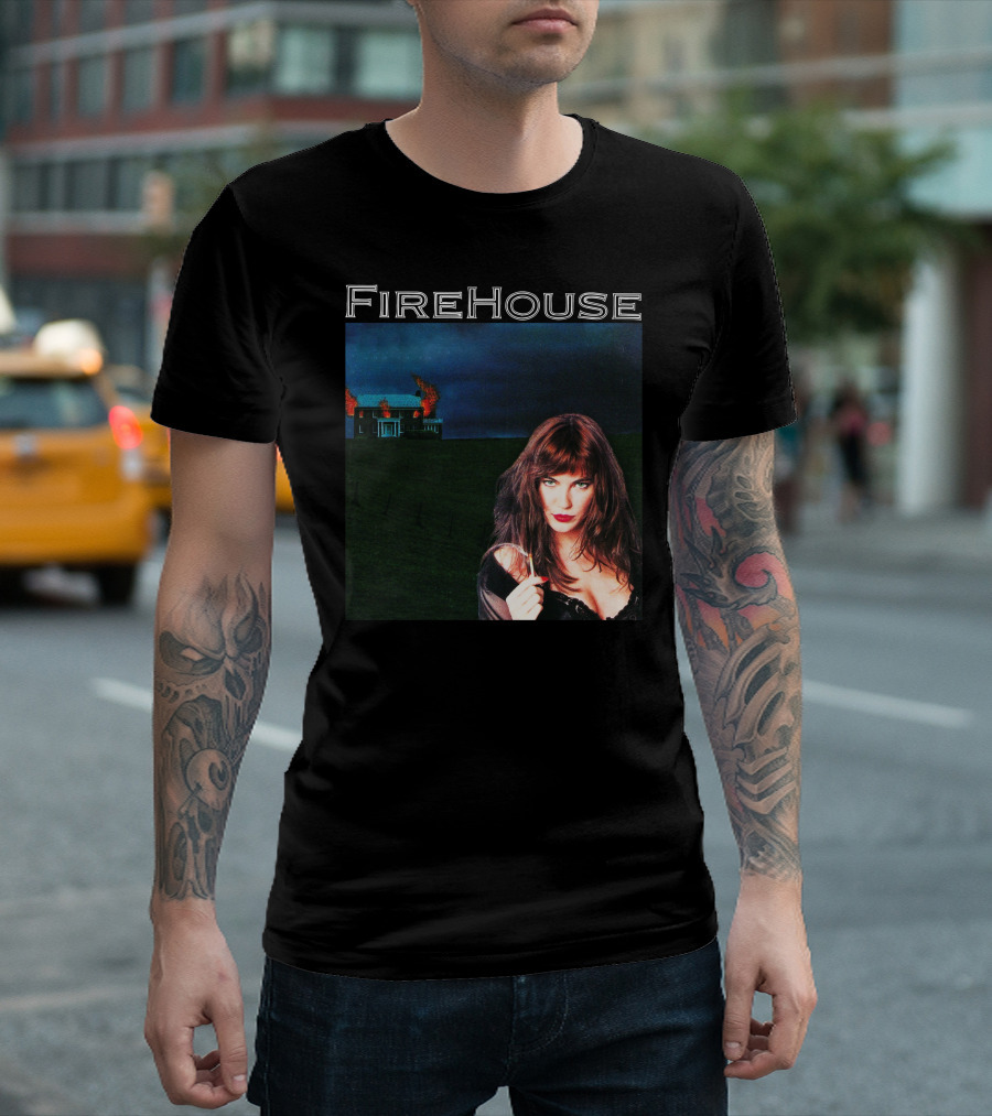 FireHouse Woman in Front of Burning House T-Shirt