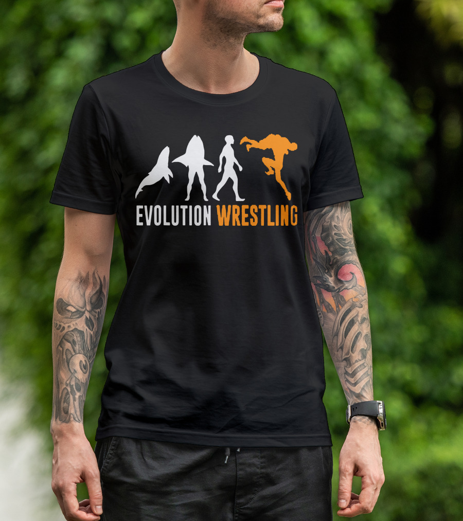 Evolution Of Fishes To Human Wrestling Humor T-Shirt