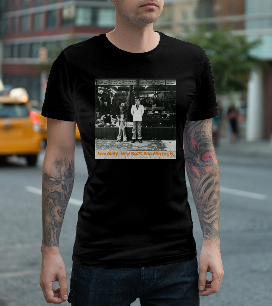 IAN DURY NEW BOOTS AND PANTIES SHOP WINDOW SUITS CLOAKS COATS LARGER SIZE SHOWROOM T-Shirt