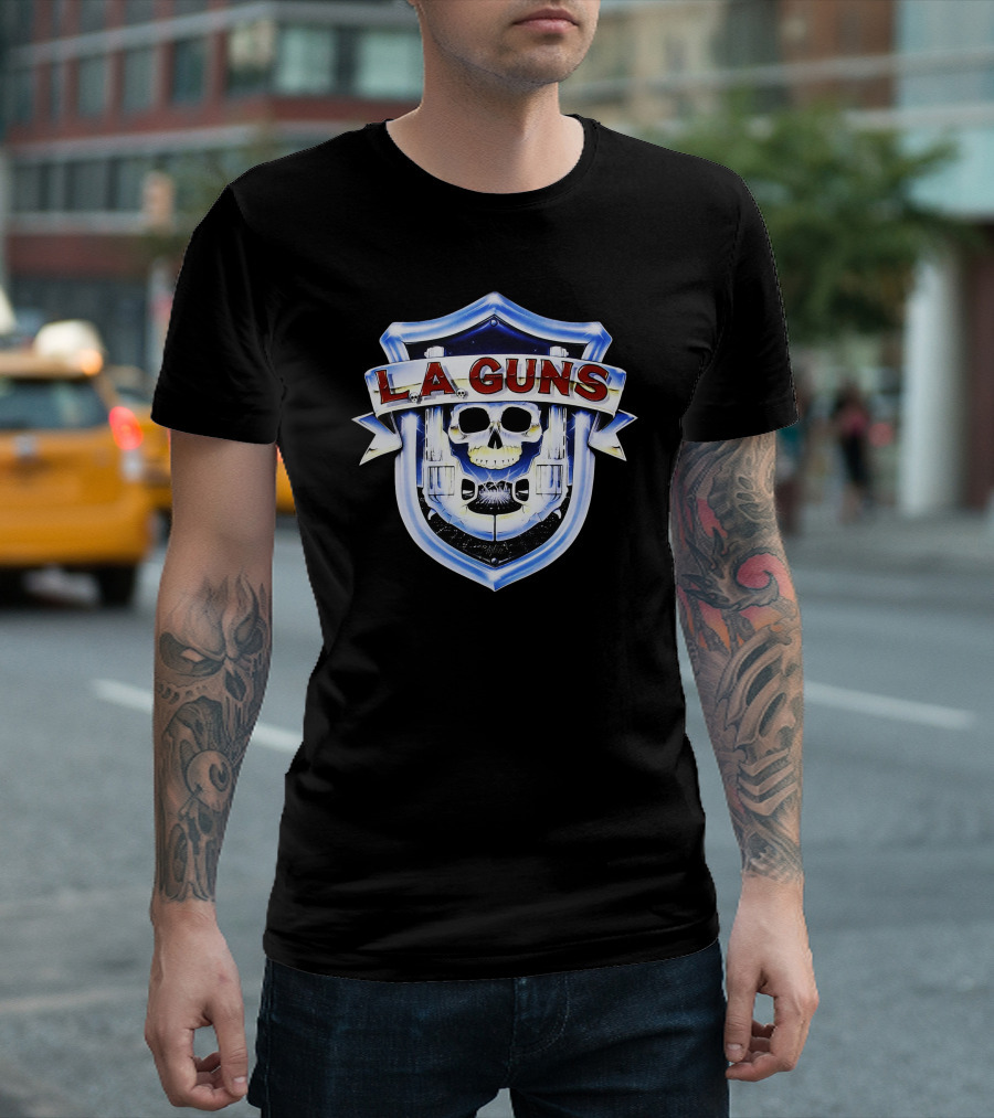 LA Guns Skull Shield Emblem No Mercy Tour 1988 T-Shirt