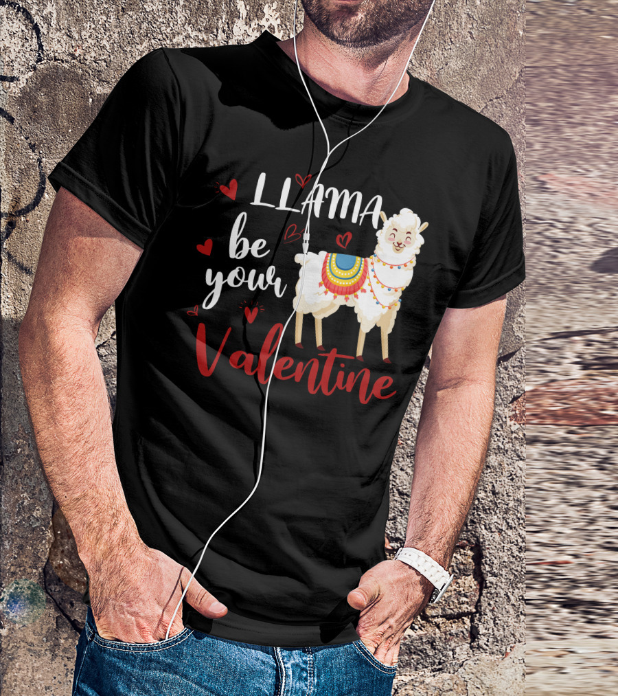 LLAMA Be Your Valentine Hearts Valentine's Day T-Shirt