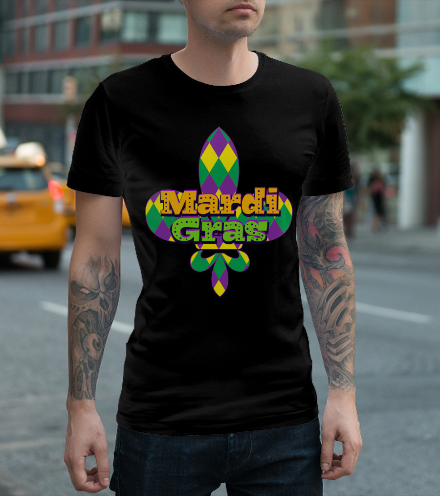 Mardi Gras Argyle Fleur-de-Lis T-Shirt