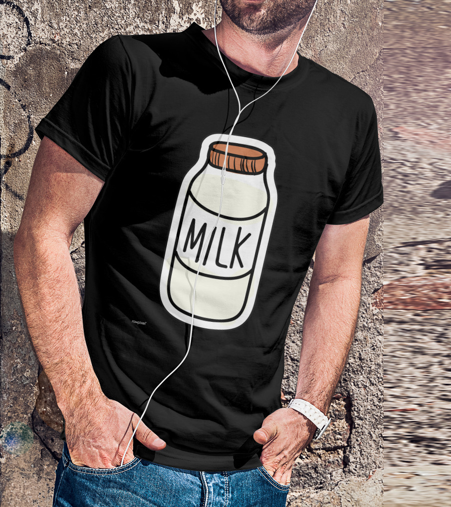 Milky Milk Jar Illustration With Cartoon Style Milk Bottle T-Shirt