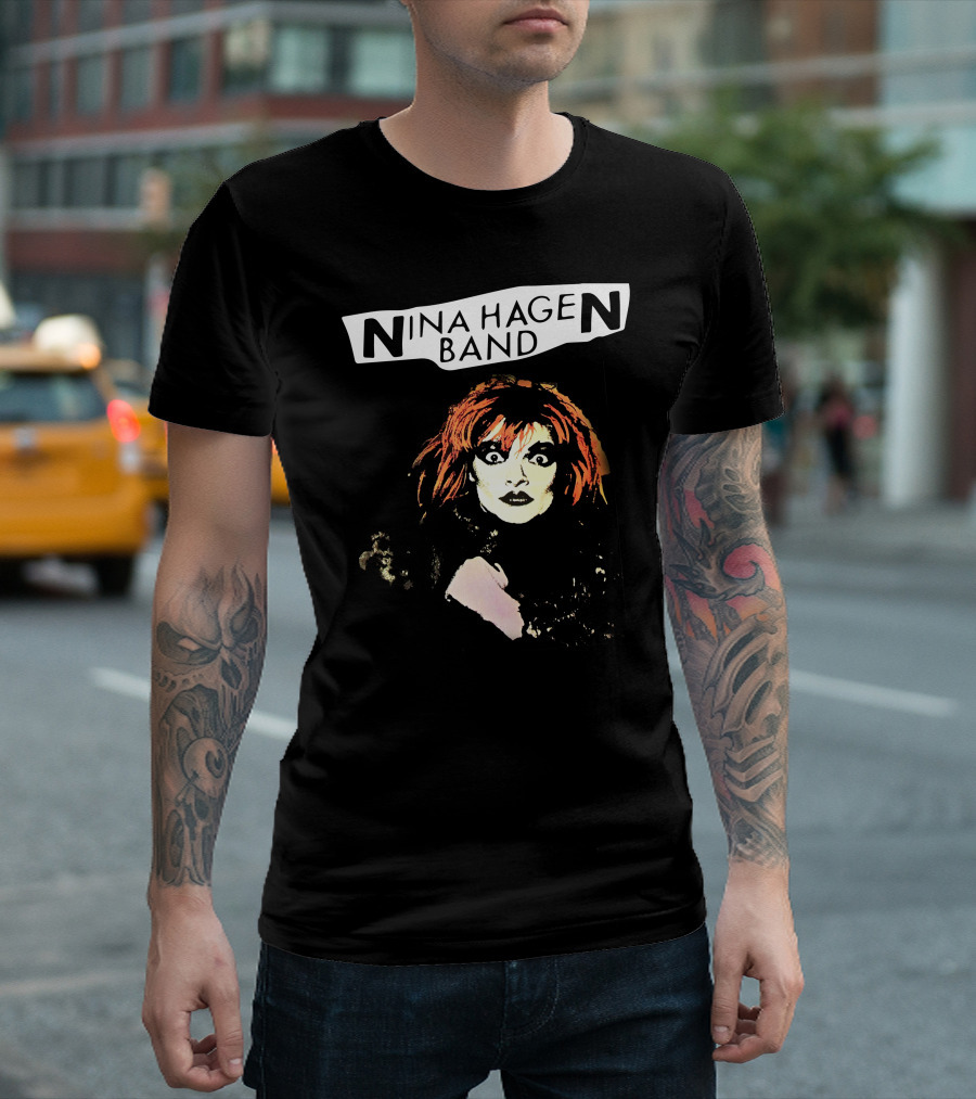 Nina Hagen Band Punk Rock Illustration Black T-Shirt