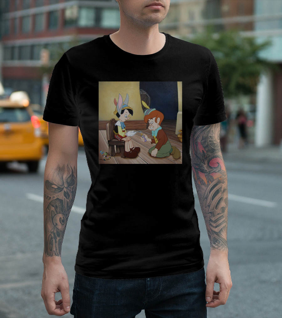 Pinocchio Heroin Parody Scene with Man Injecting T-Shirt