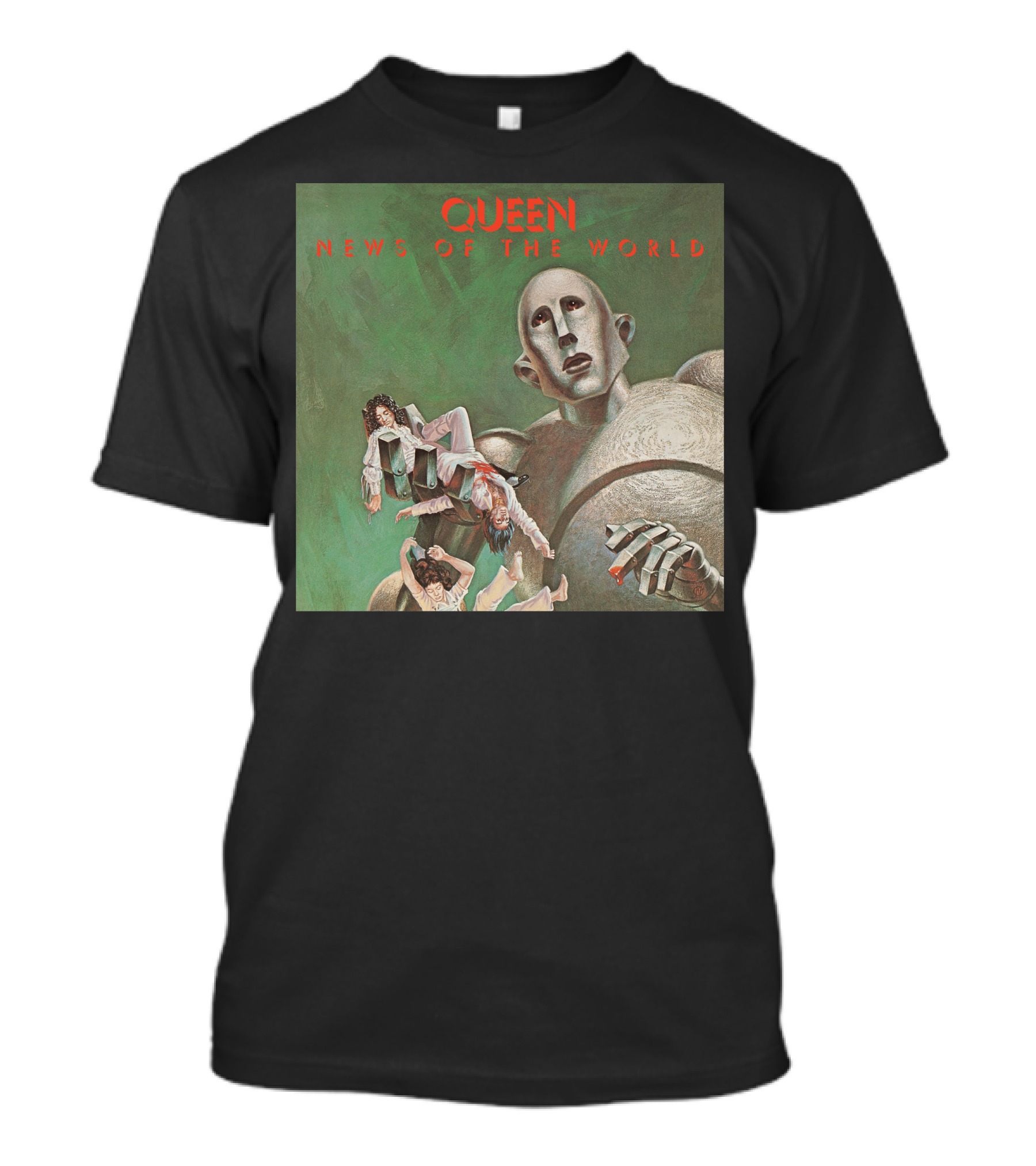 Queen News Of The World Album Cover Robot Holding Band Members T-Shirt