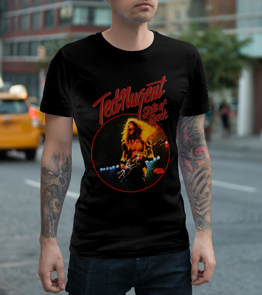 Ted Nugent State Of Shock Tour Live Performance Electric Guitar T-Shirt