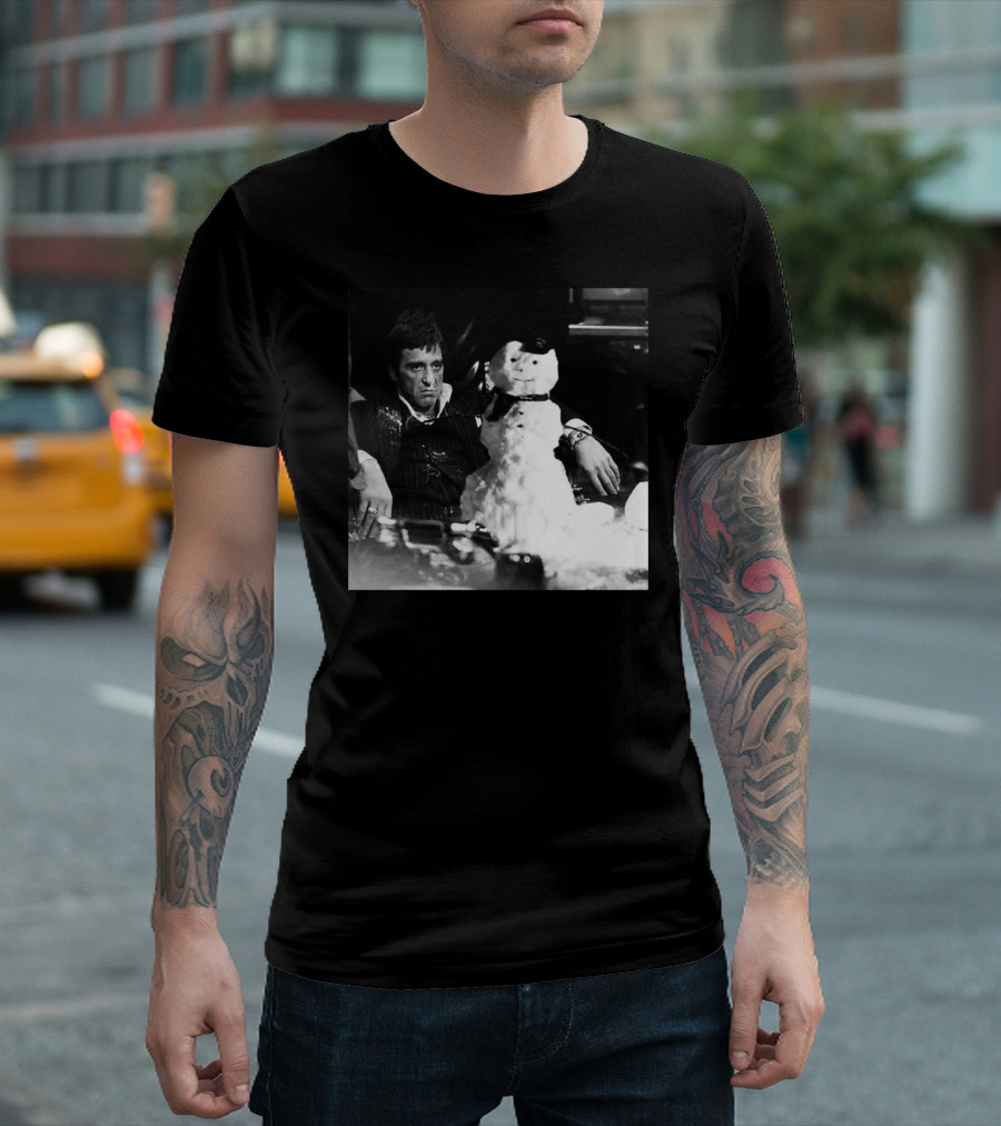 Tony Montana Scarface Snowman Scene T-Shirt