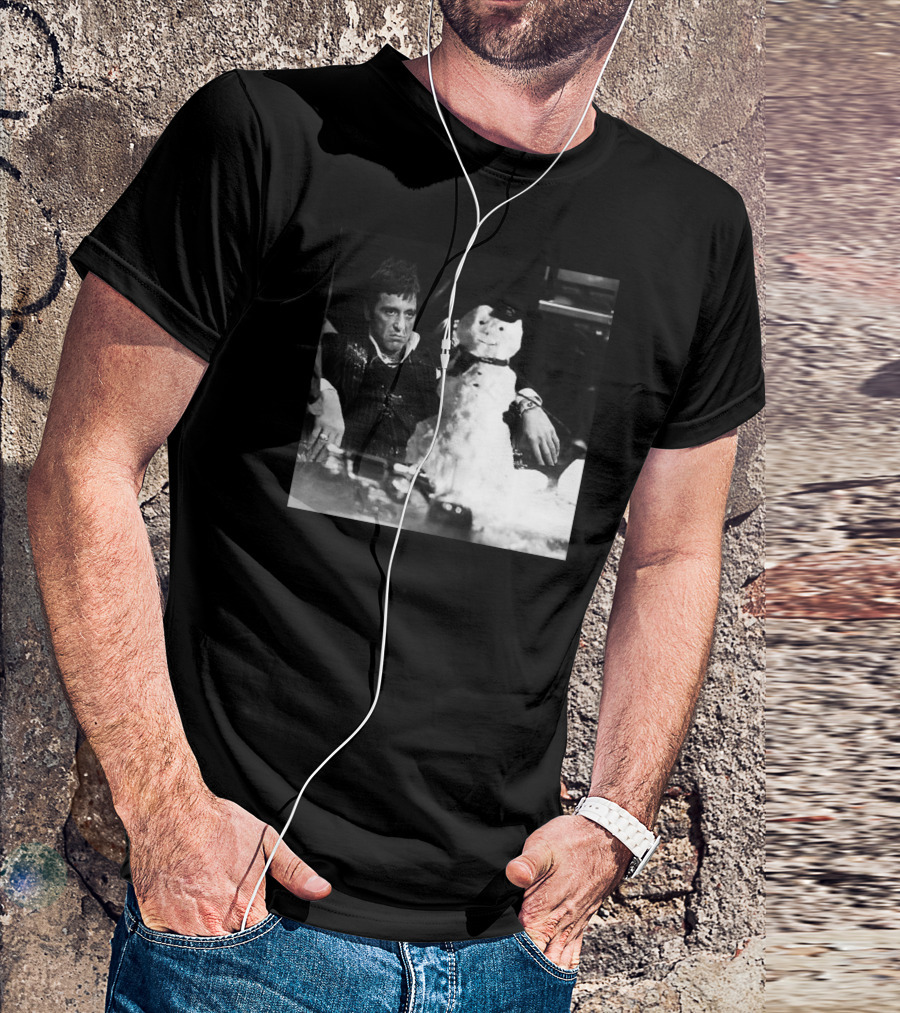 Tony Montana Scarface Snowman Scene T-Shirt