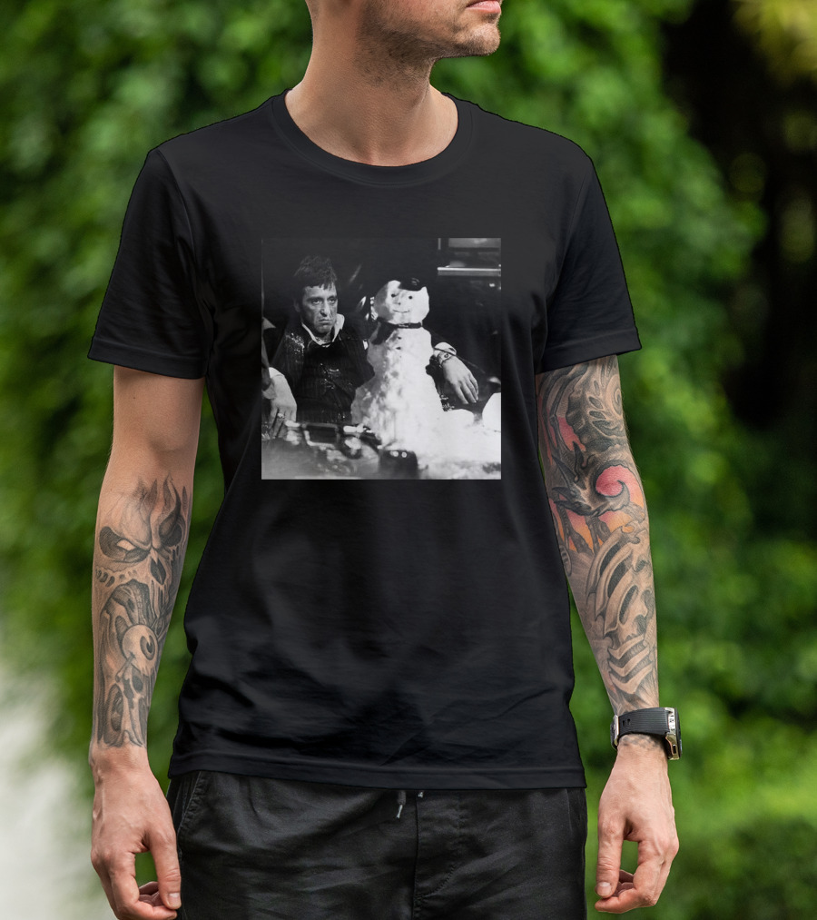 Tony Montana Scarface Snowman Scene T-Shirt