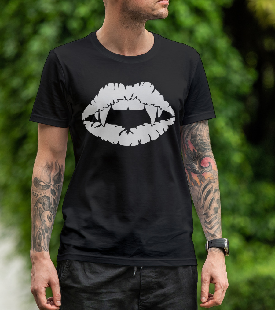 Fanged Vampire Teeth Illustrated T-Shirt