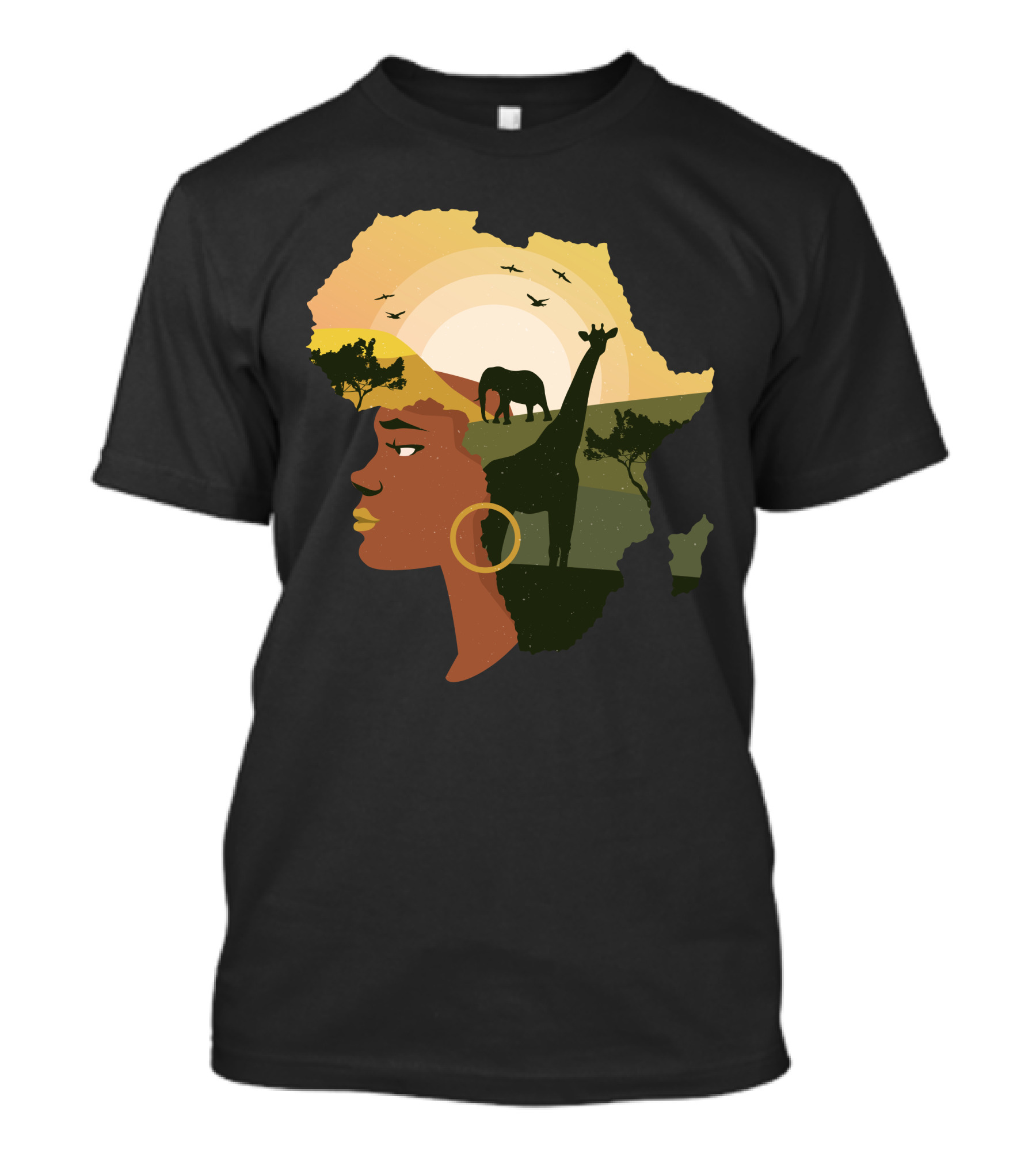 Woman Africa Wildlife Landscape T-Shirt