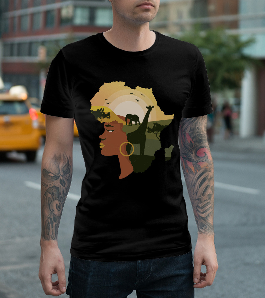Woman Africa Wildlife Landscape T-Shirt