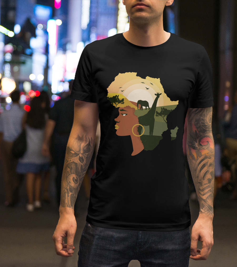 Woman Africa Wildlife Landscape T-Shirt