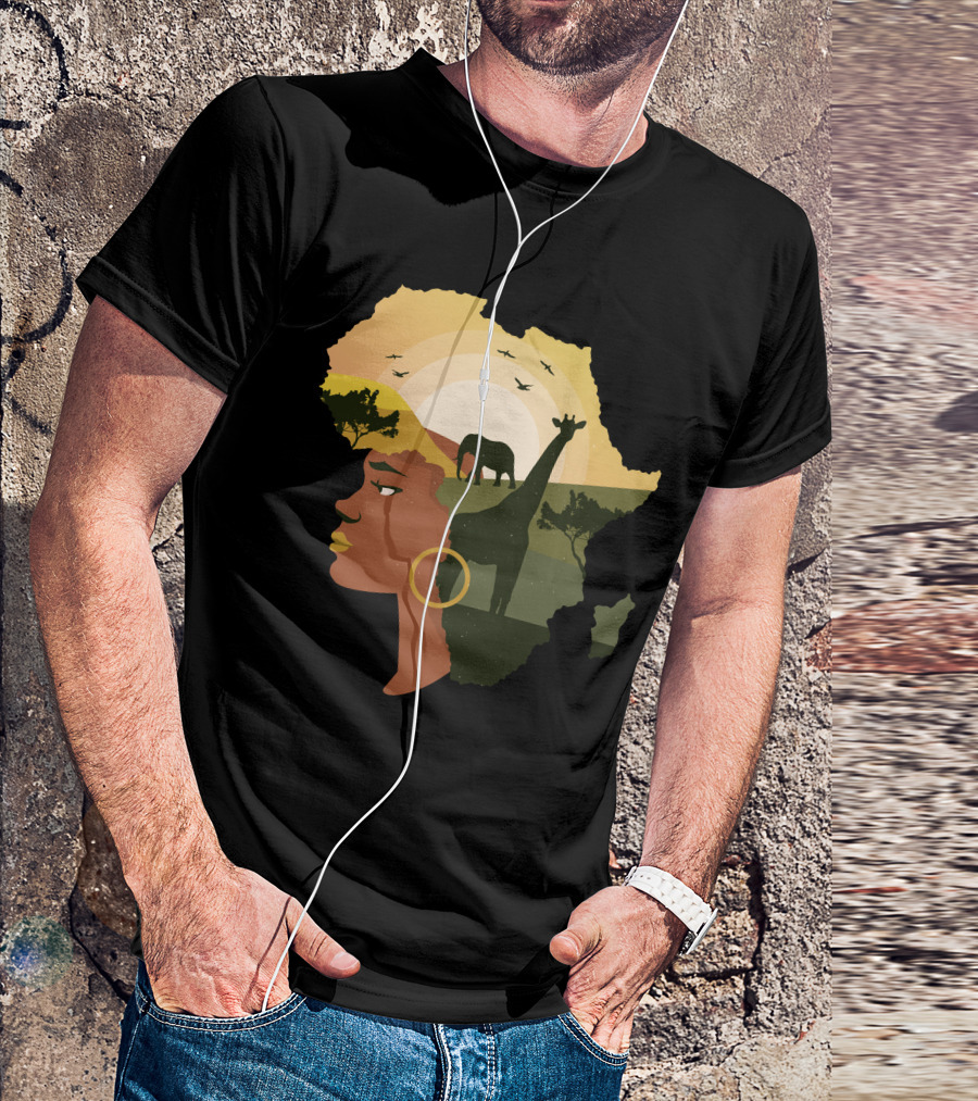 Woman Africa Wildlife Landscape T-Shirt