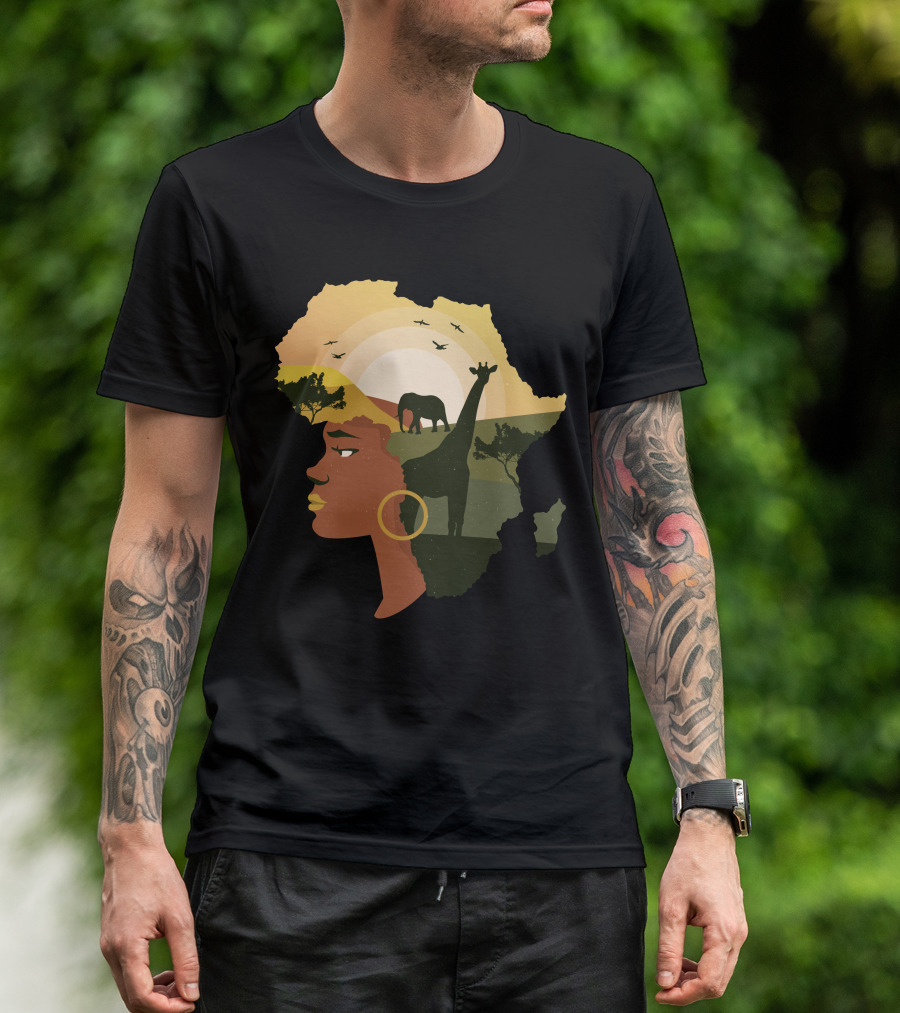 Woman Africa Wildlife Landscape T-Shirt