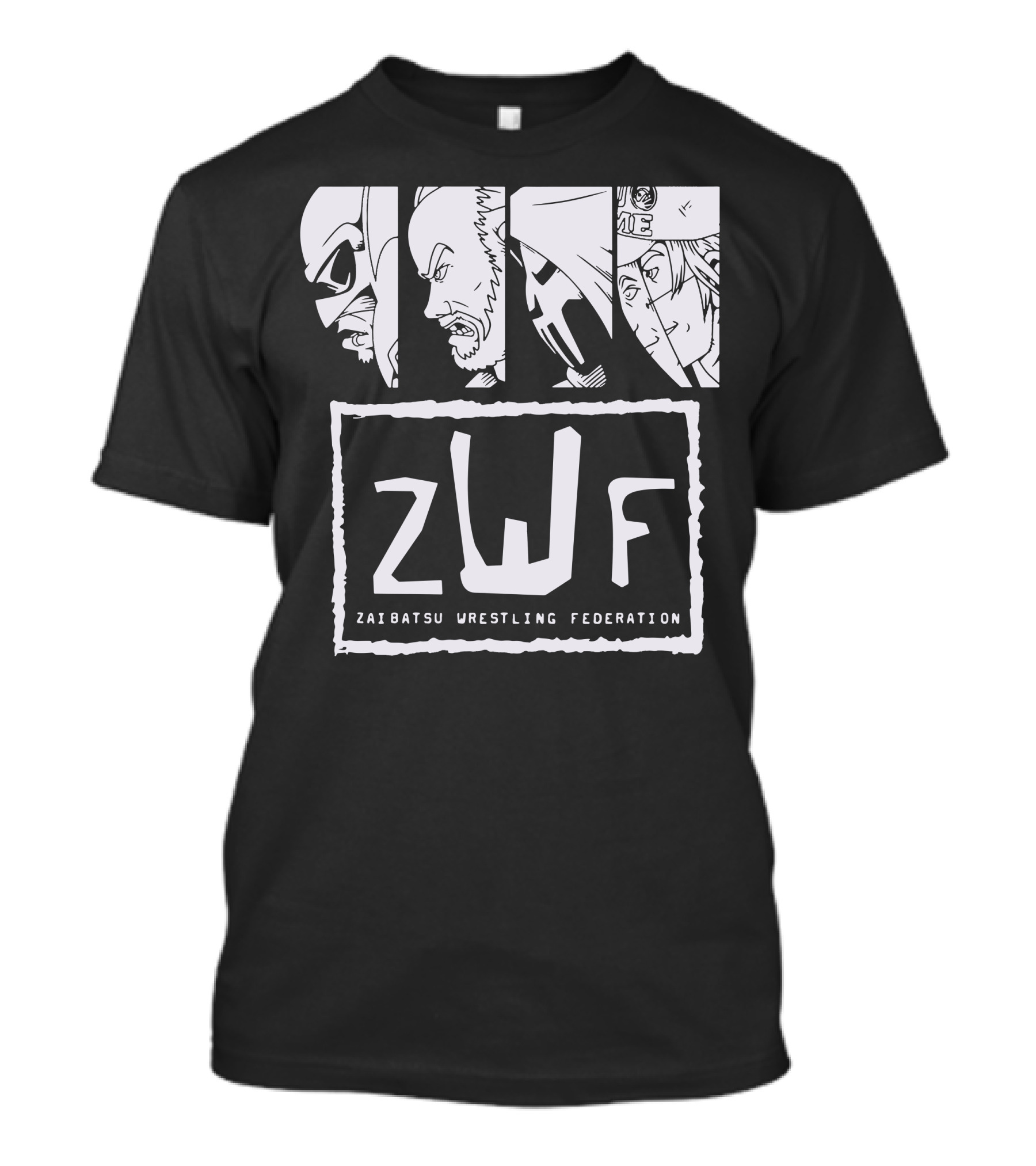 ZWF Zaibatsu Wrestling Federation Comic Style Characters T-Shirt