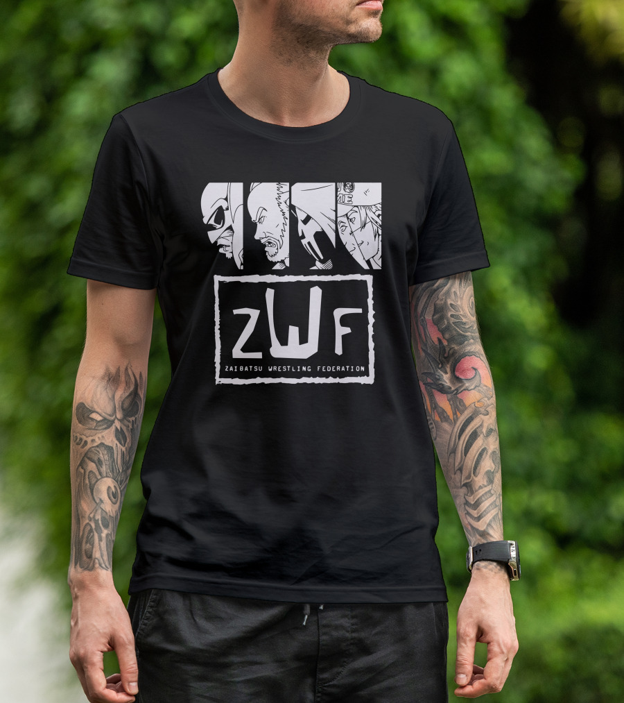 ZWF Zaibatsu Wrestling Federation Comic Style Characters T-Shirt