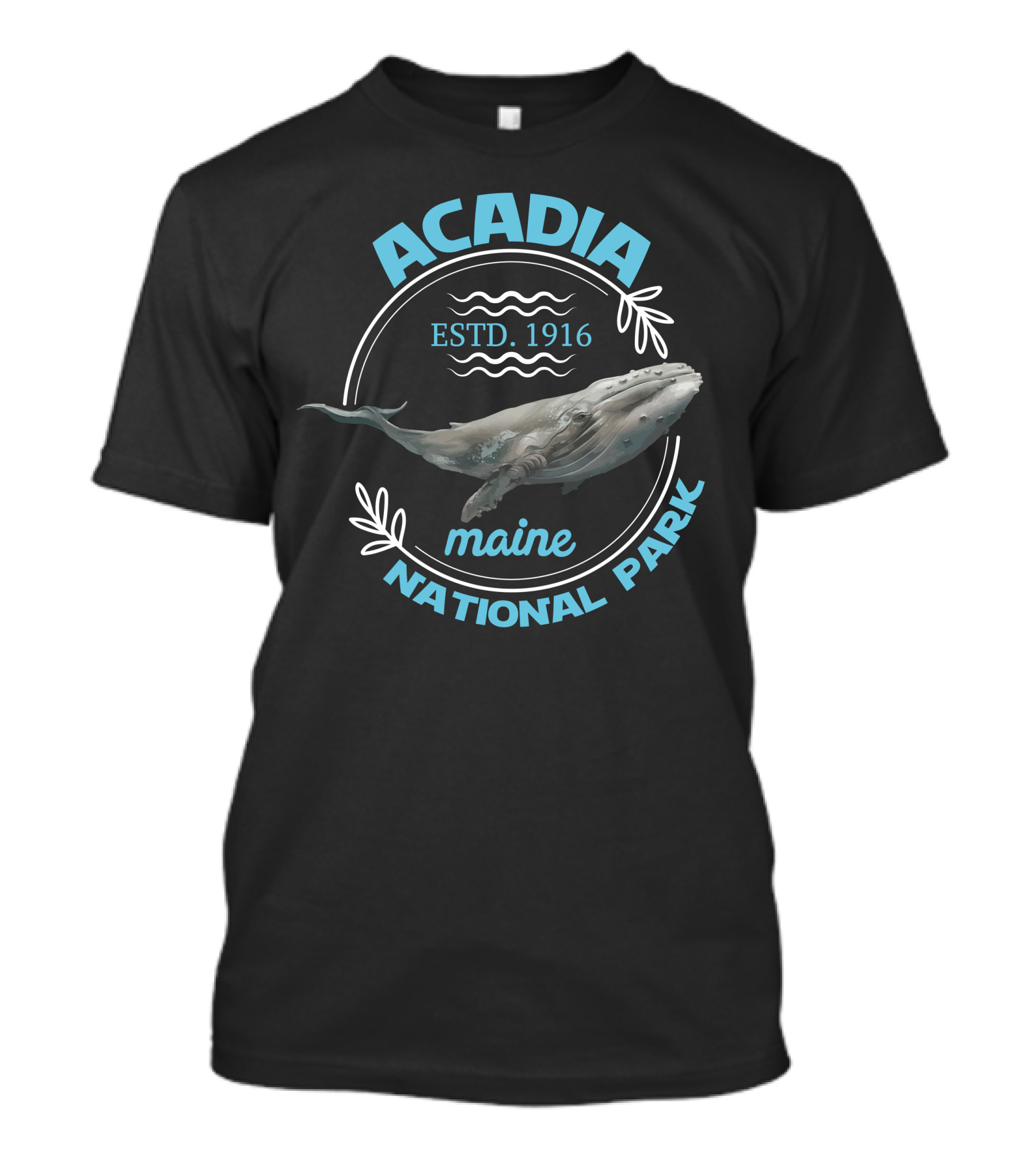 Acadia National Park Maine Estd. 1916 Whale T-Shirt