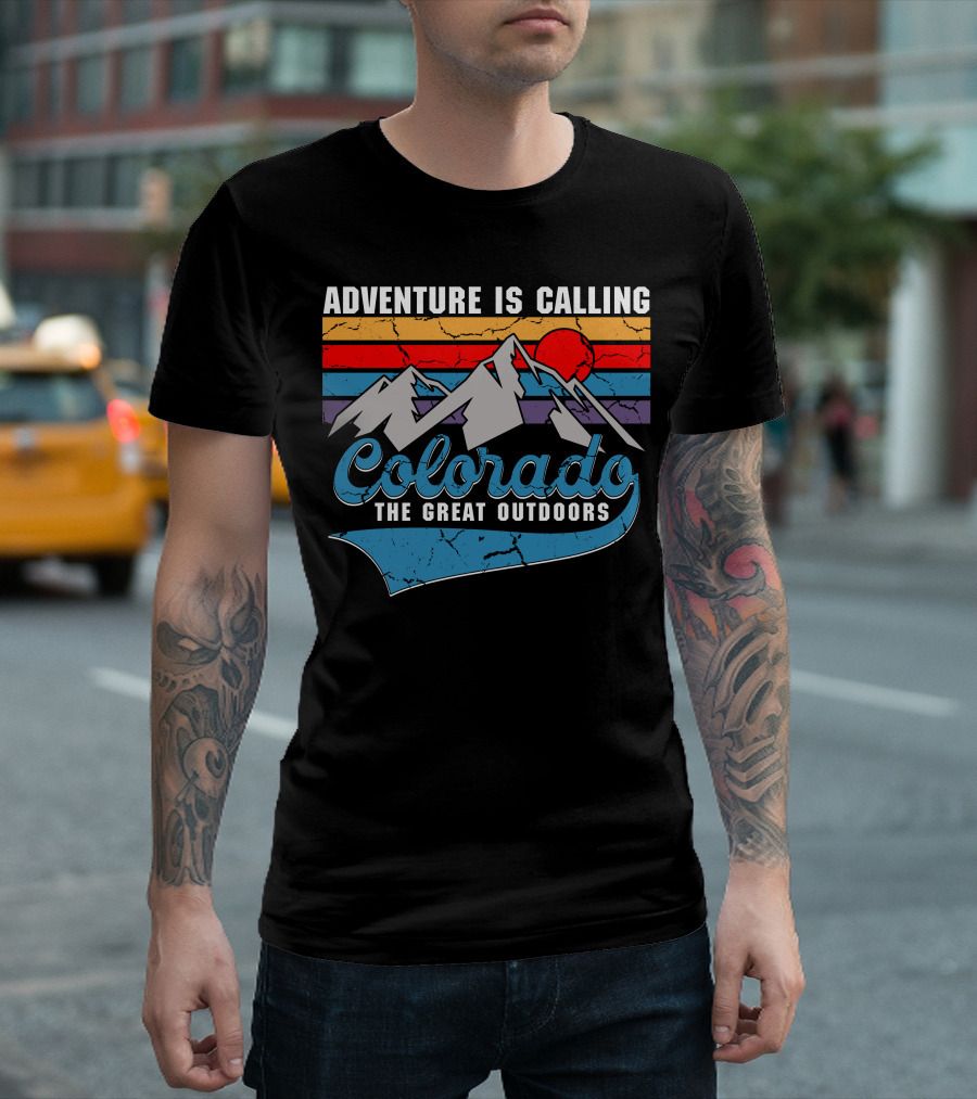 Adventure Is Calling Colorado Mountains Sunset The Great Outdoors T-Shirt