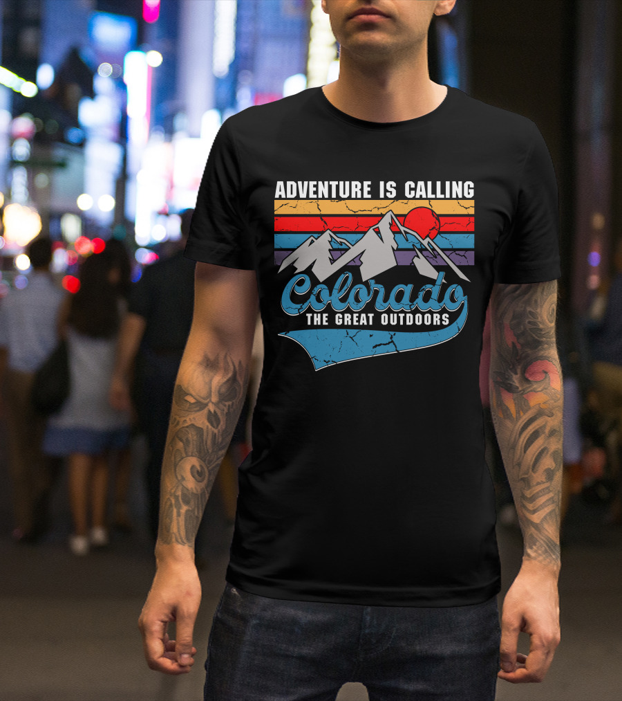 Adventure Is Calling Colorado Mountains Sunset The Great Outdoors T-Shirt
