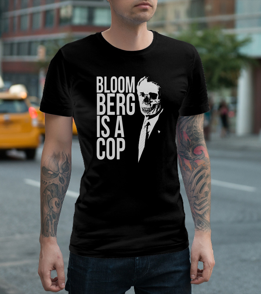 BLOOM BERG IS A COP Skull Suit Image T-Shirt