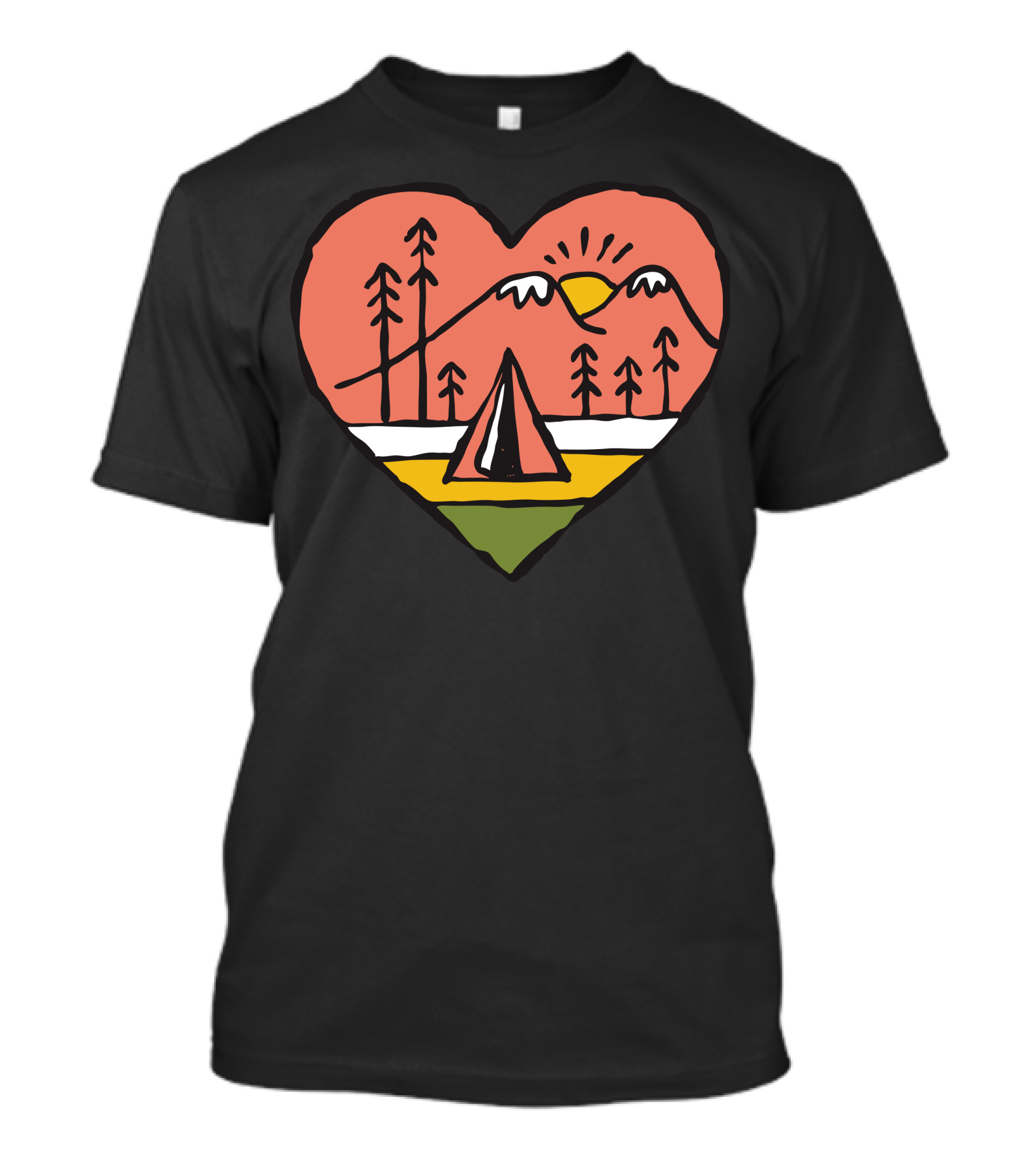 Camping Heart Scene With Mountains And Tent T-Shirt