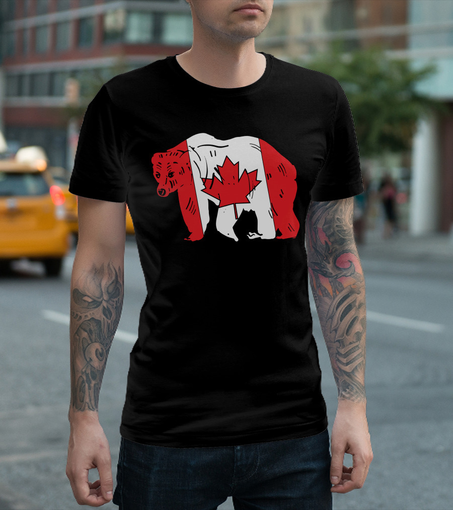 Canada Flag Bear Canadian Maple Leaf T-Shirt