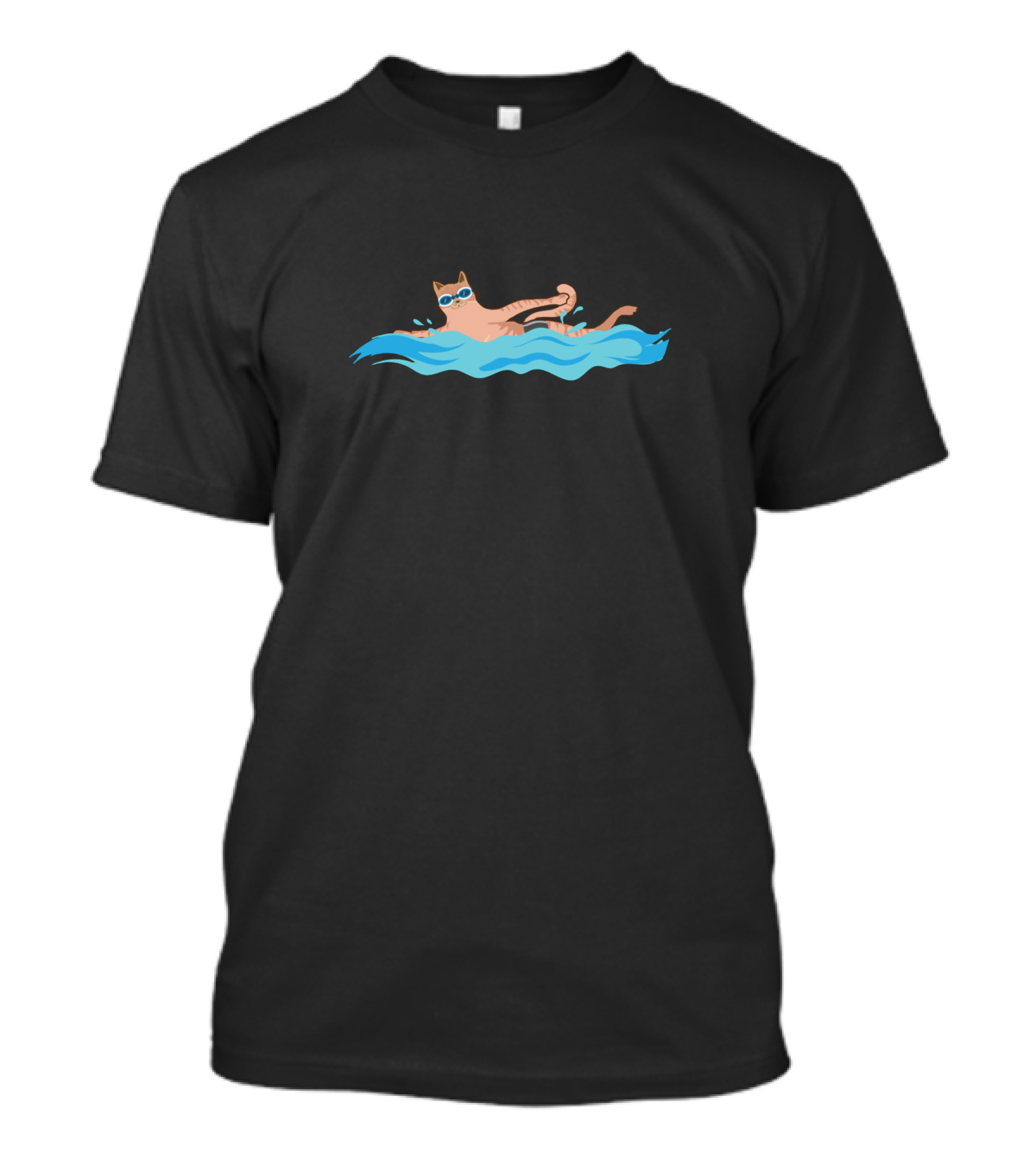 Cat Swimming Athlete In Goggles Playfully Paddling T-Shirt