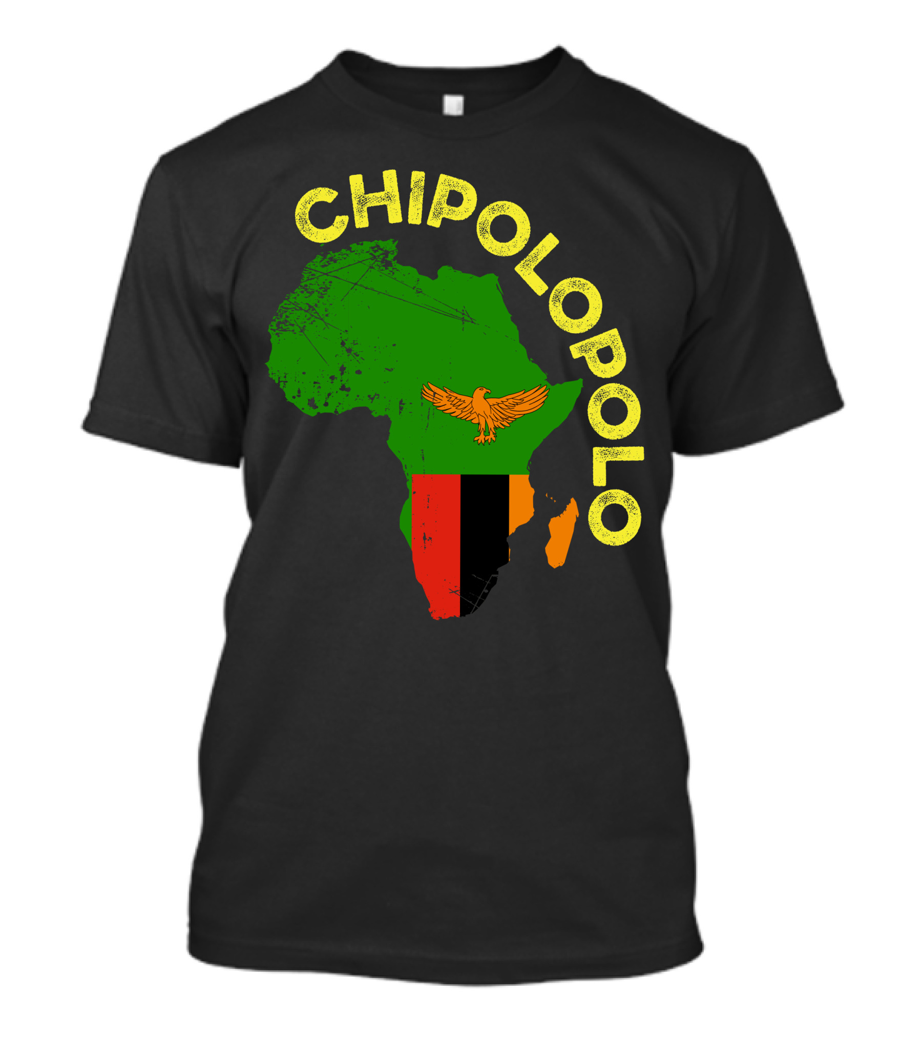Chipolopolo Africa Map With Zambian Flag And Eagle T-Shirt