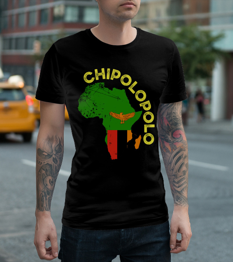 Chipolopolo Africa Map With Zambian Flag And Eagle T-Shirt