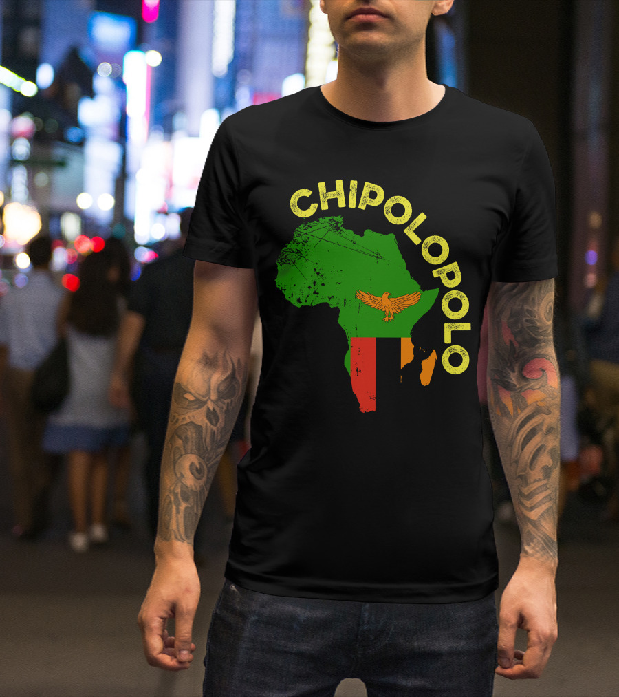 Chipolopolo Africa Map With Zambian Flag And Eagle T-Shirt