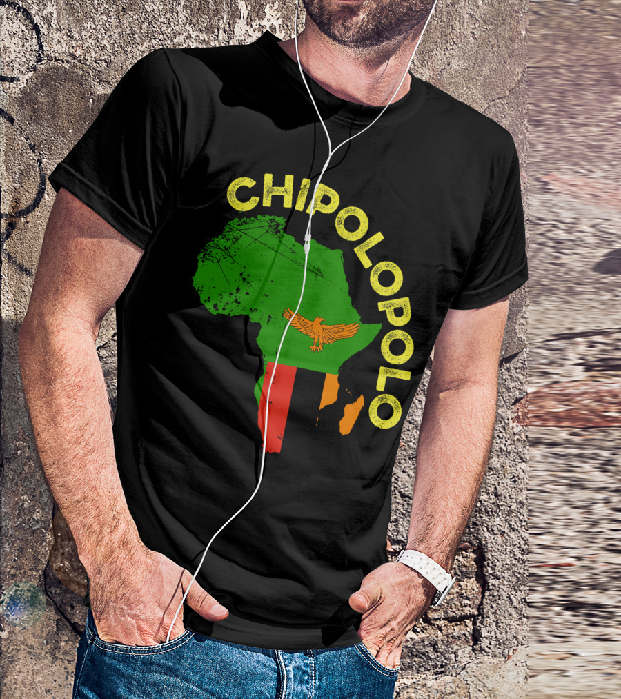 Chipolopolo Africa Map With Zambian Flag And Eagle T-Shirt
