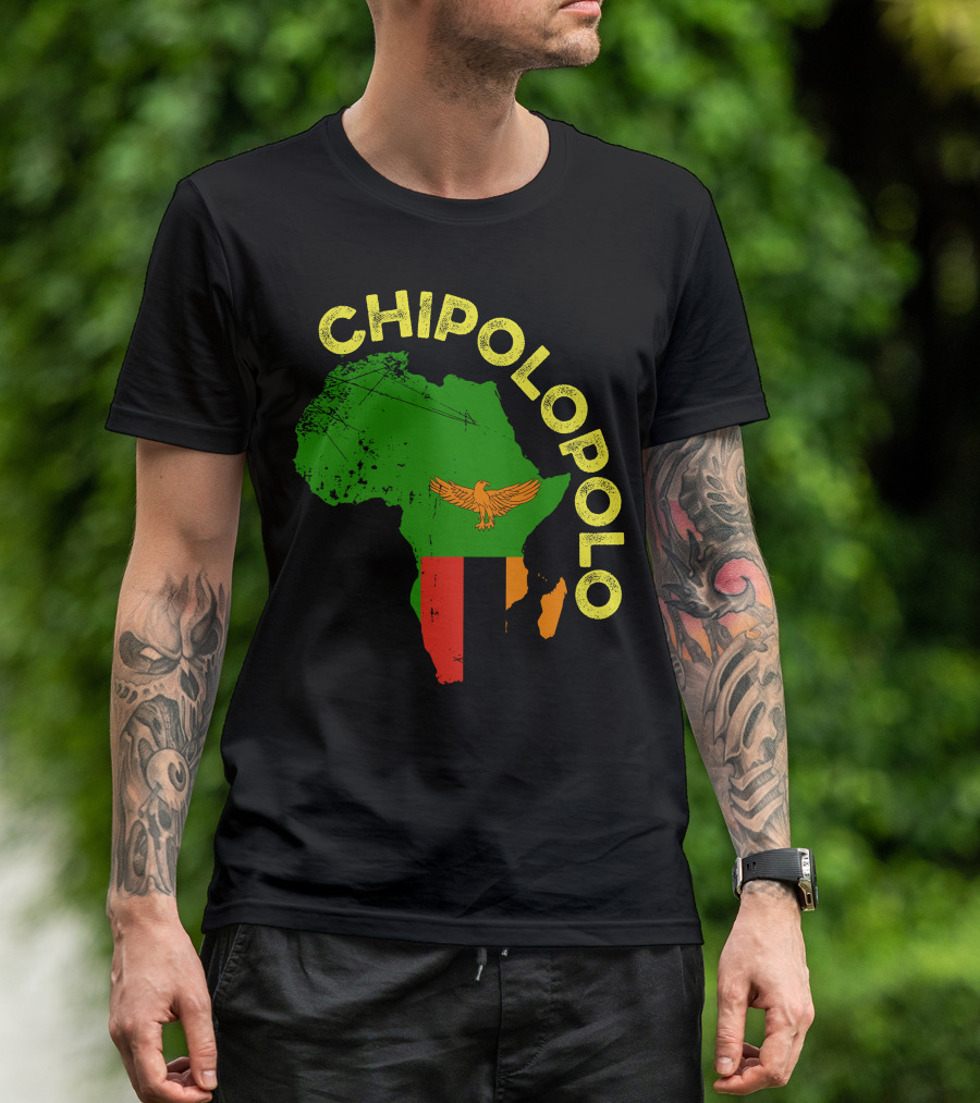 Chipolopolo Africa Map With Zambian Flag And Eagle T-Shirt