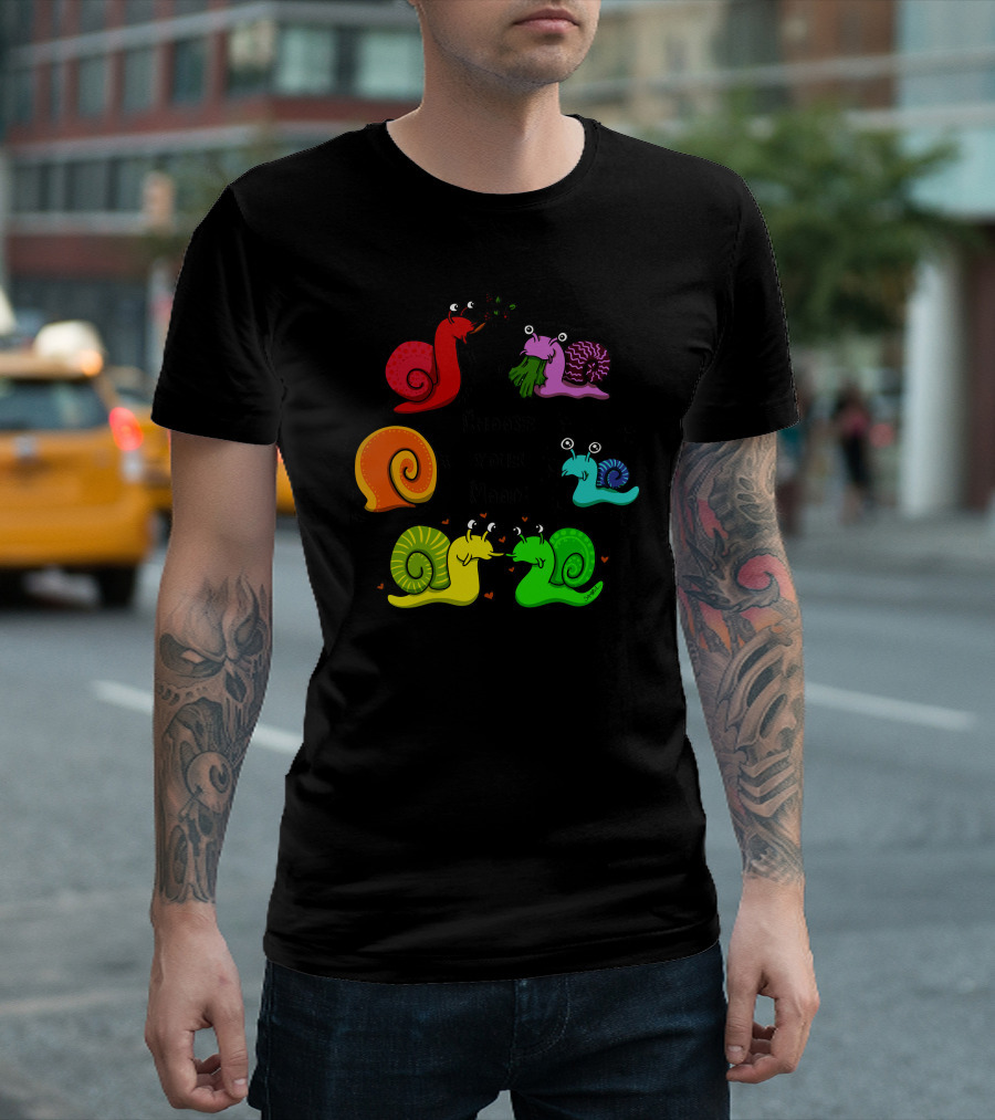Choose Your Mood Snails Eating Hearts Stars ZZZ T-Shirt