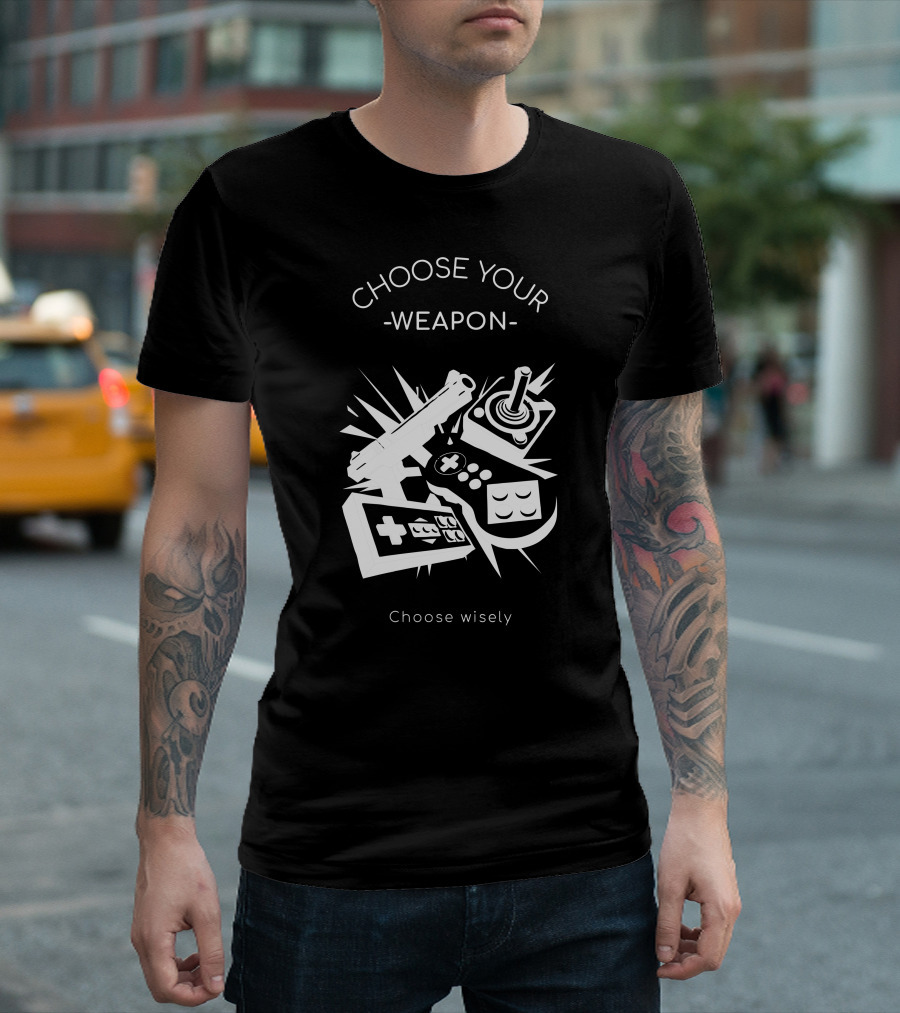 Choose Your Weapon Choose Wisely Gaming Controllers Retro Icons T-Shirt