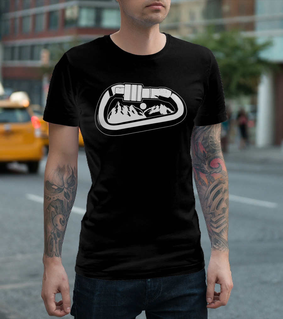Climb Mountain Sunset in Carabiner T-Shirt
