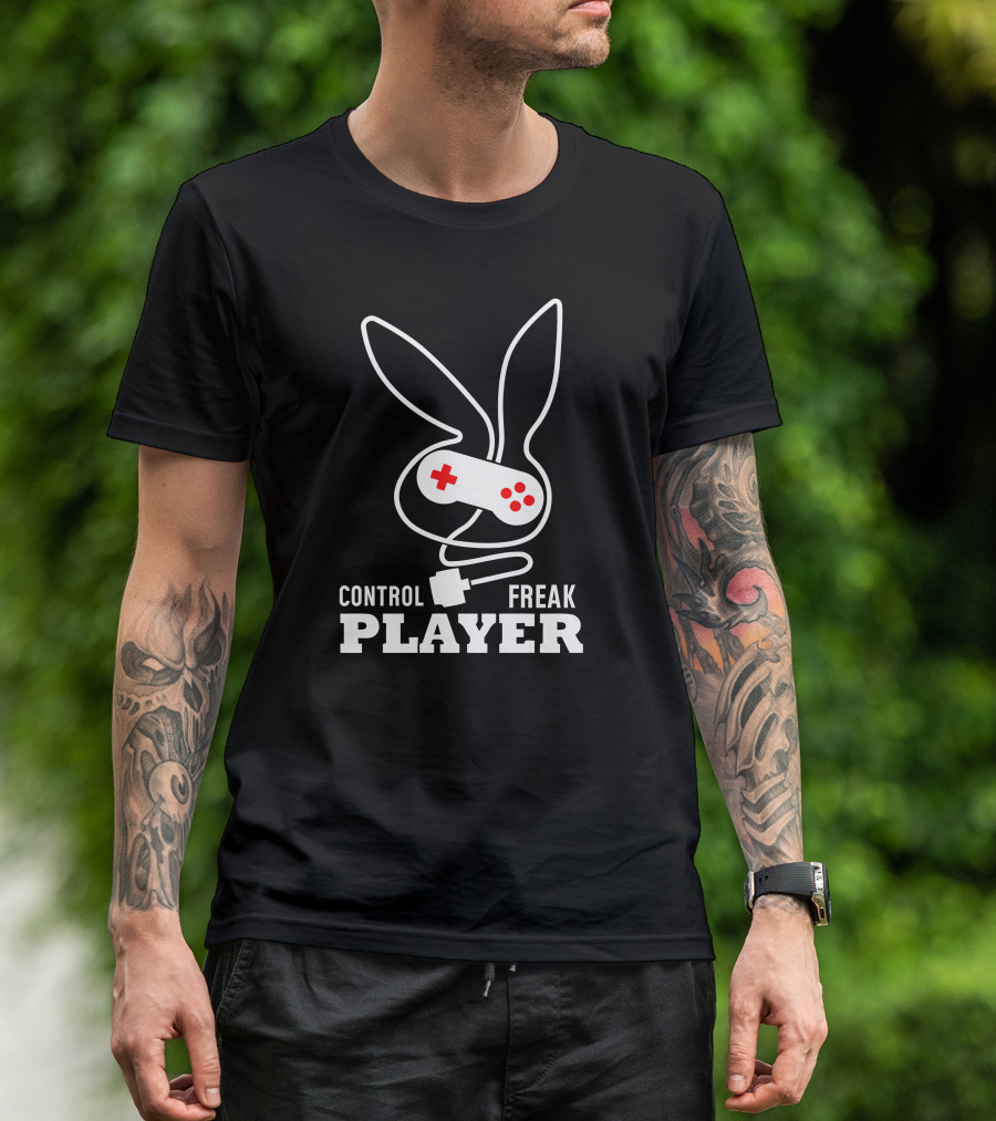 Control Freak Player Gamer Retro Gamepad Bunny Ears T-Shirt