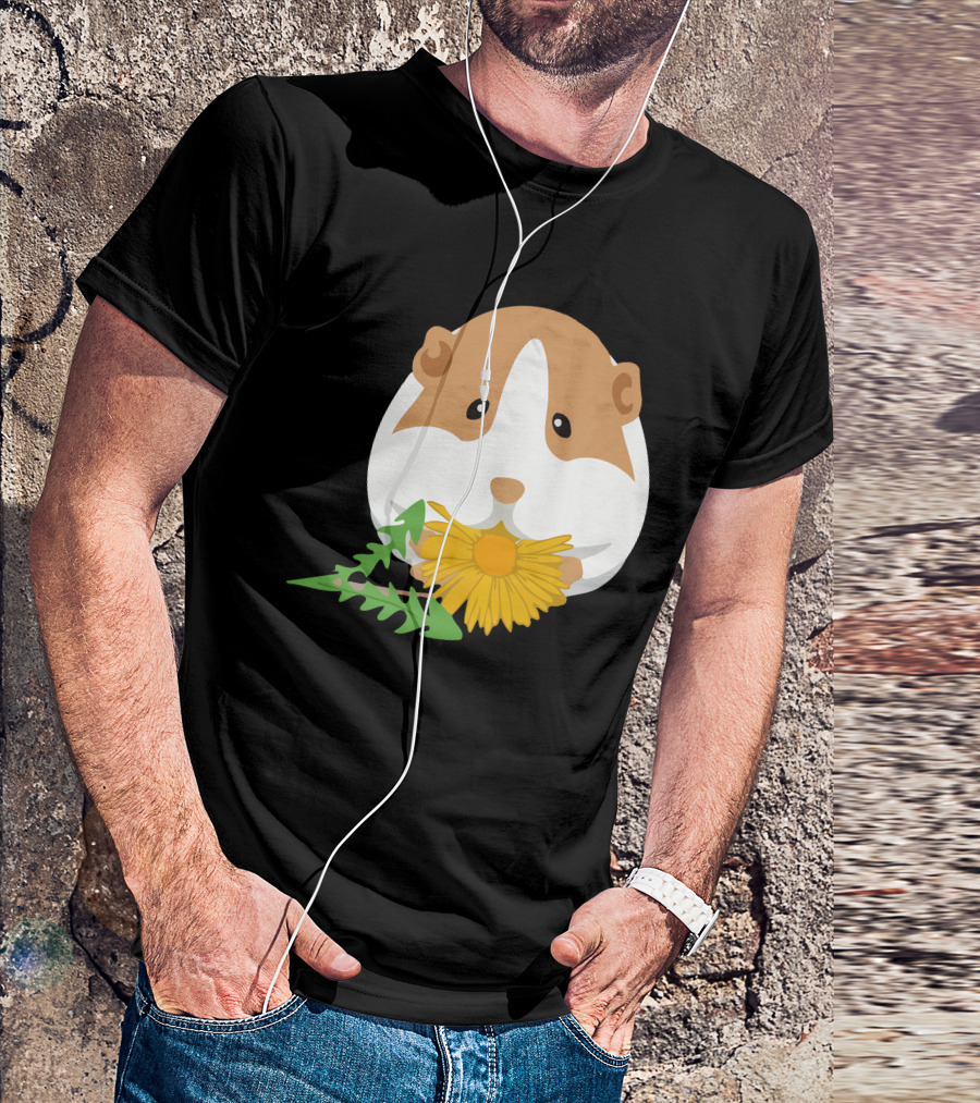 Cute Guinea Pig Eating Dandelion Leaves T-Shirt