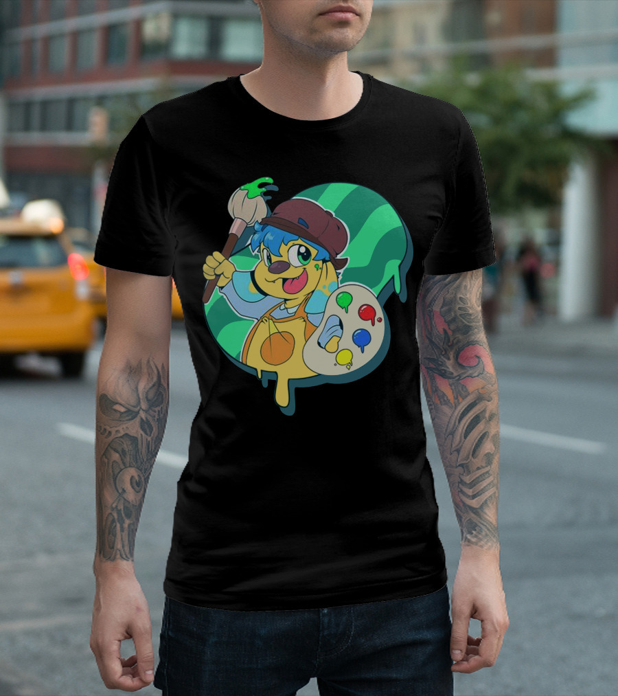 Cute Little Artist Paint Palette Dog Kid Creativity T-Shirt