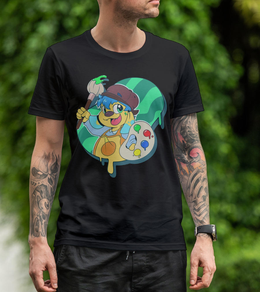 Cute Little Artist Paint Palette Dog Kid Creativity T-Shirt