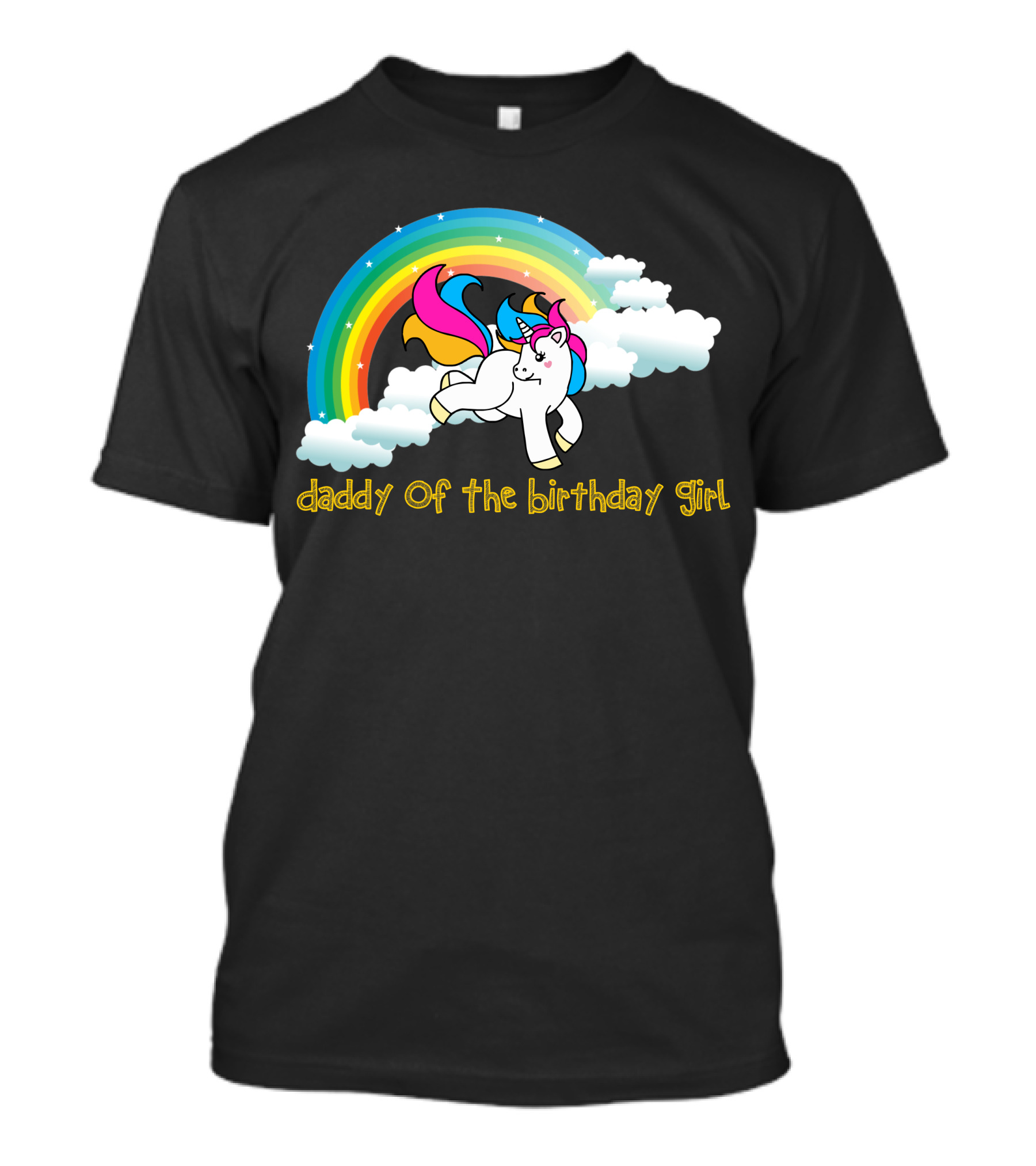 Daddy Of The Birthday Girl Unicorn Rainbow Clouds T-Shirt