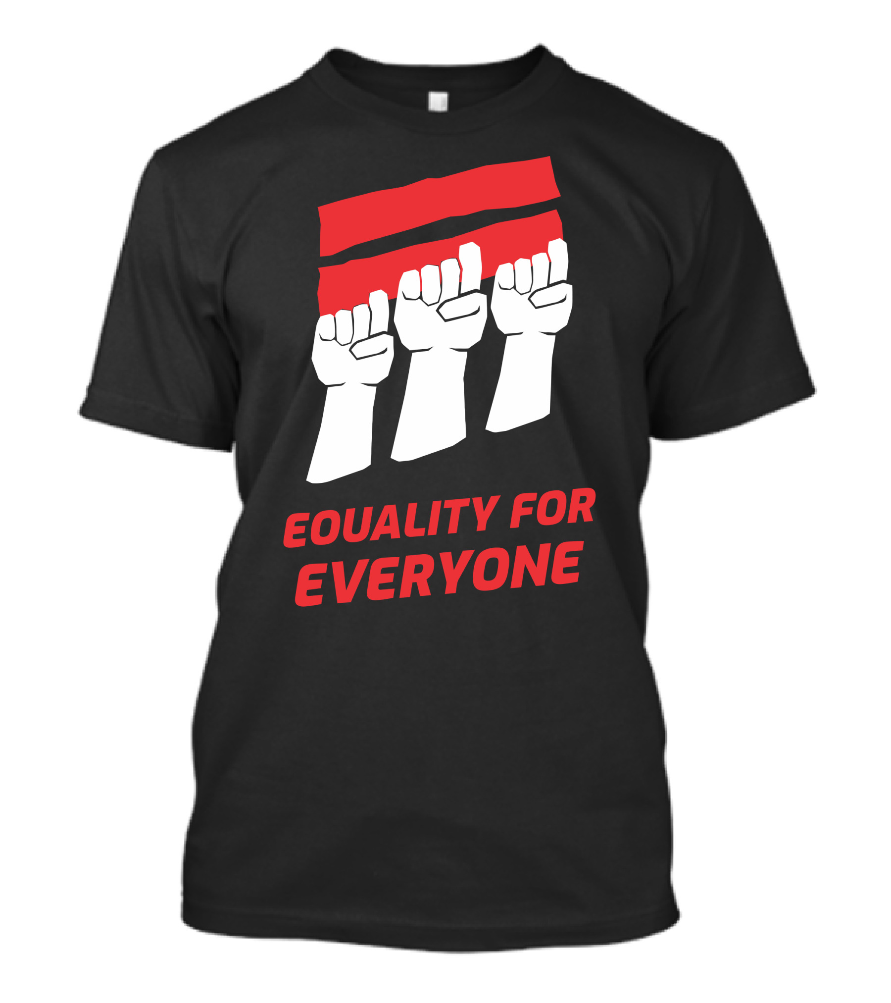 Equality For Everyone Raised Fists Iconic Red Black Contrast T-Shirt