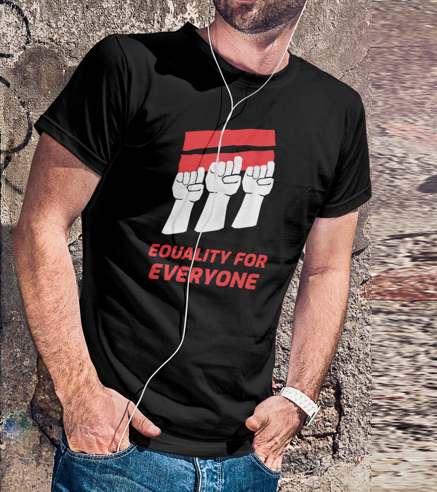 Equality For Everyone Raised Fists Iconic Red Black Contrast T-Shirt