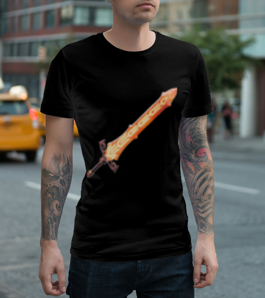 Flame Blade Fiery Sword Fantasy T-Shirt